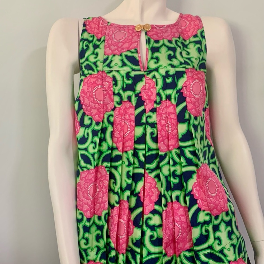 ❤️NWOT Lilly Pulitzer Fuchsia / Green / Navy Silk Sleeveless Blouse / Size 4